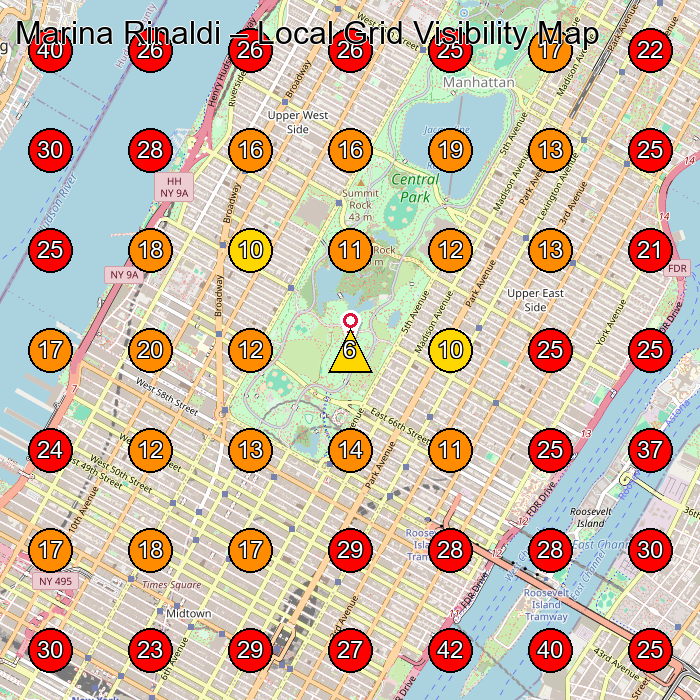 Marina Rinaldi GeoGrid visibility map for Women'S Clothing Store in New York